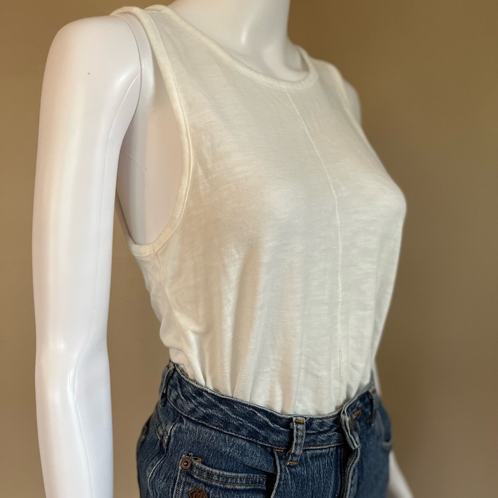 J Crew White Tank Top with Silky Trim